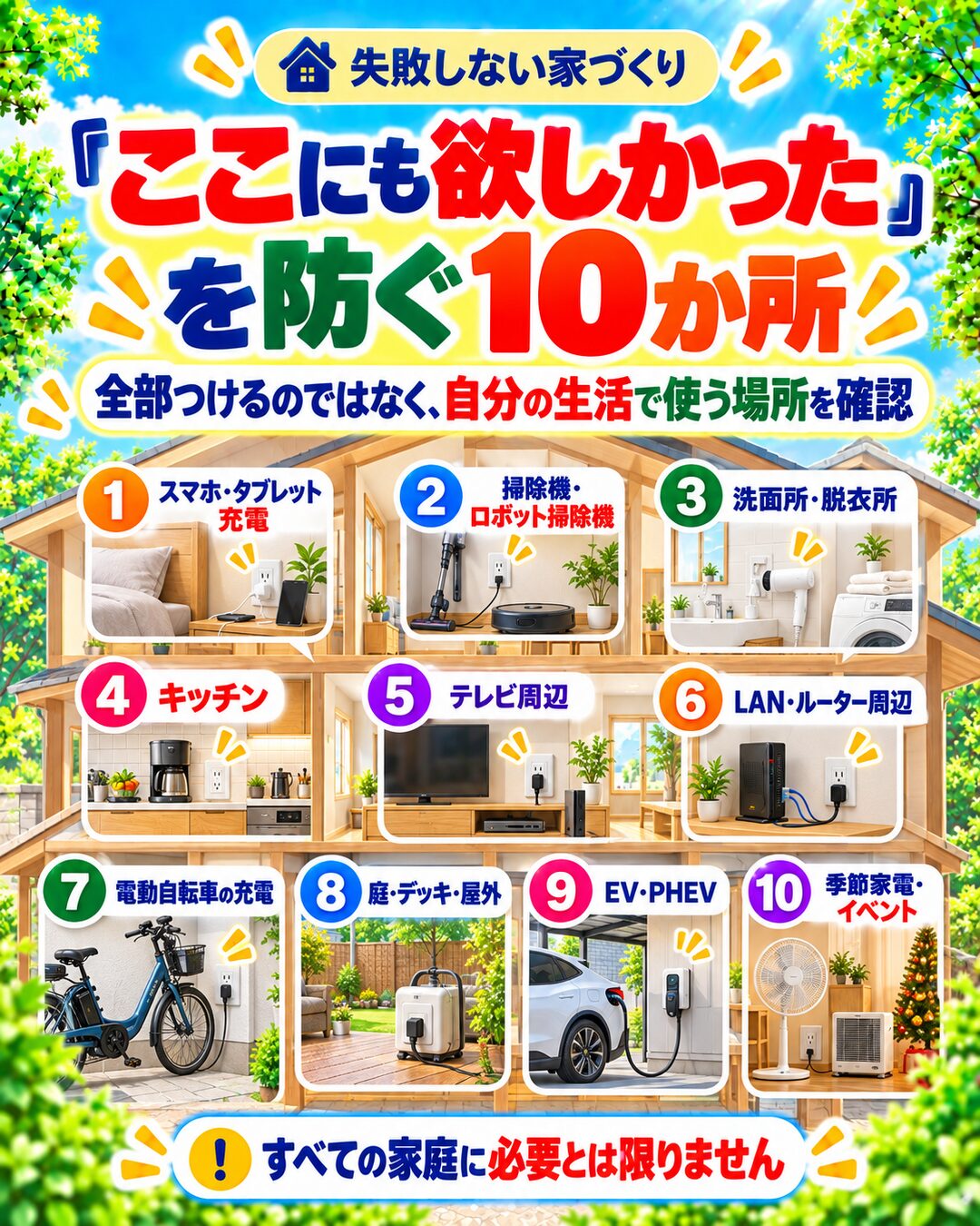 後悔しやすいコンセント設置場所10選