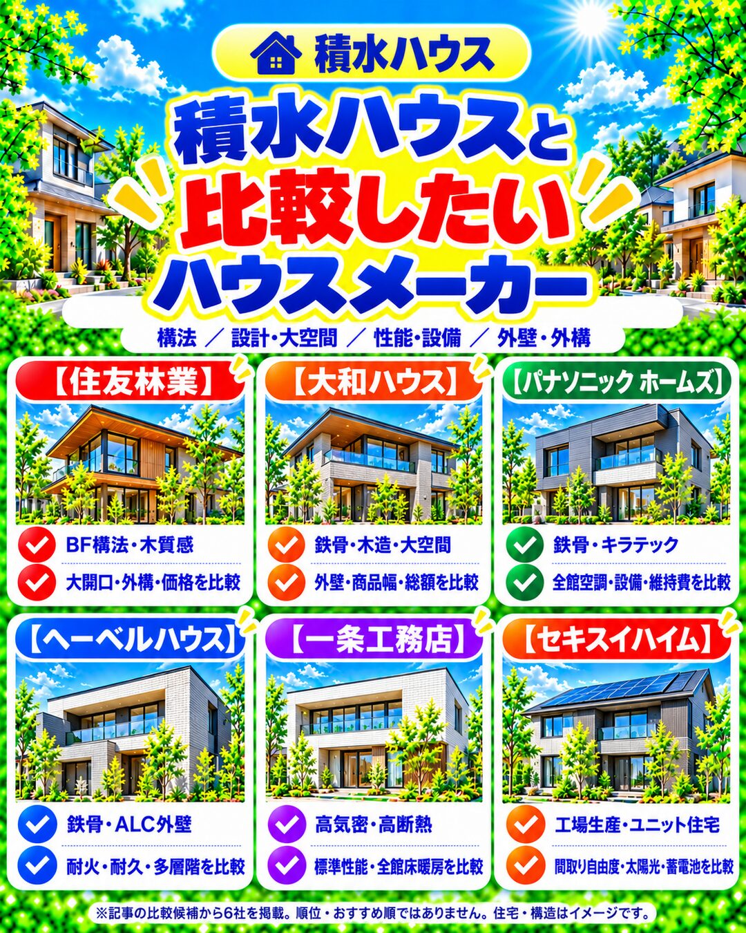 積水ハウスと比較したいハウスメーカー
