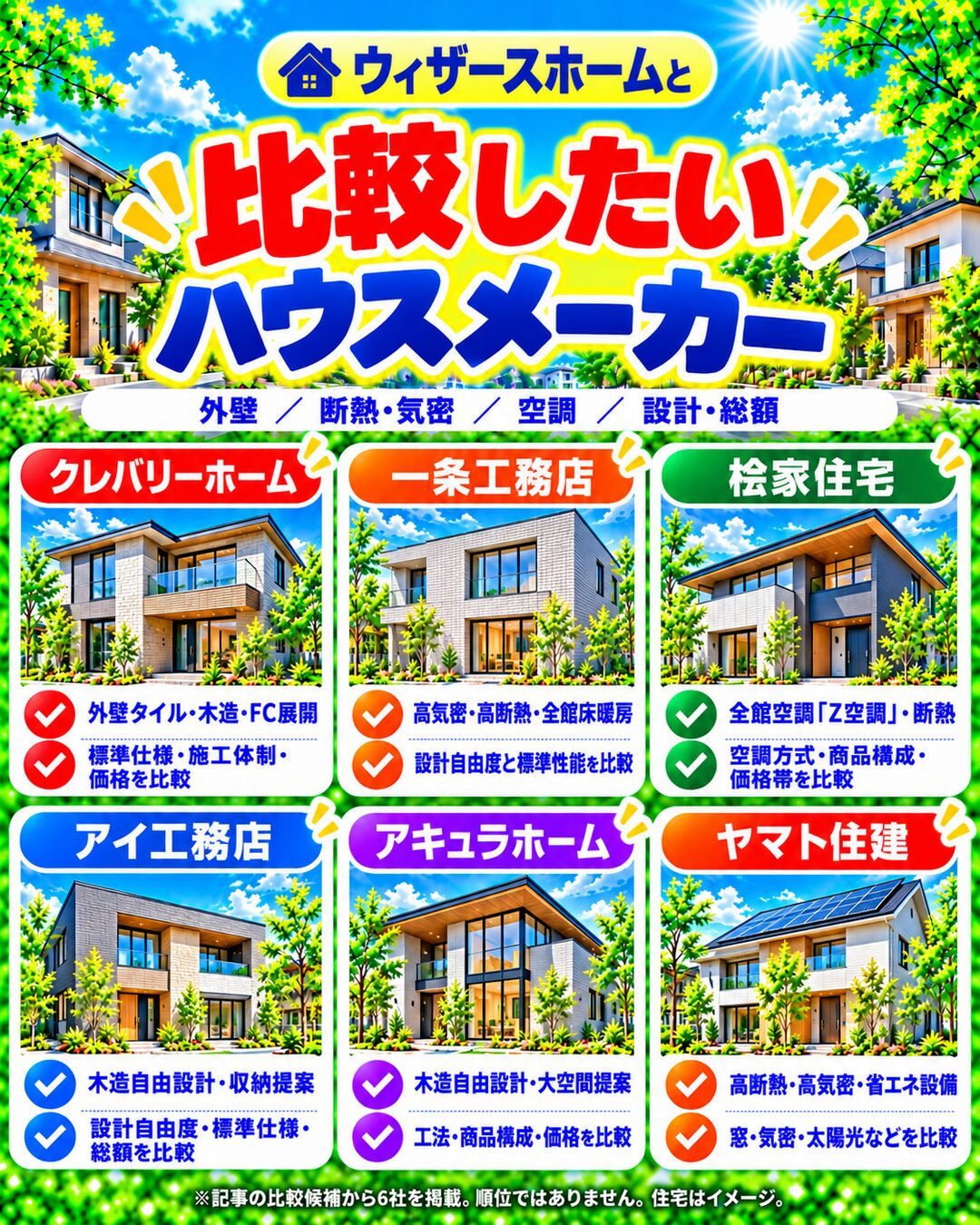 ウィザースホームと比較したいハウスメーカー