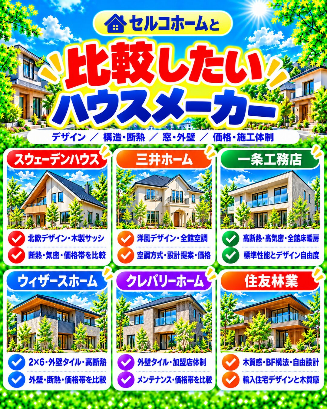 セルコホームと比較したいハウスメーカー
