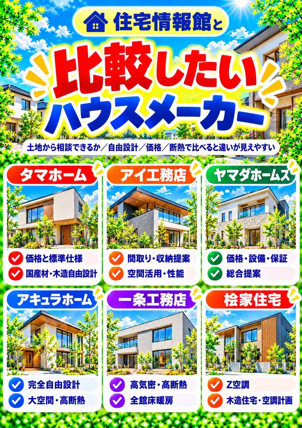 住宅情報館と比較したいハウスメーカー