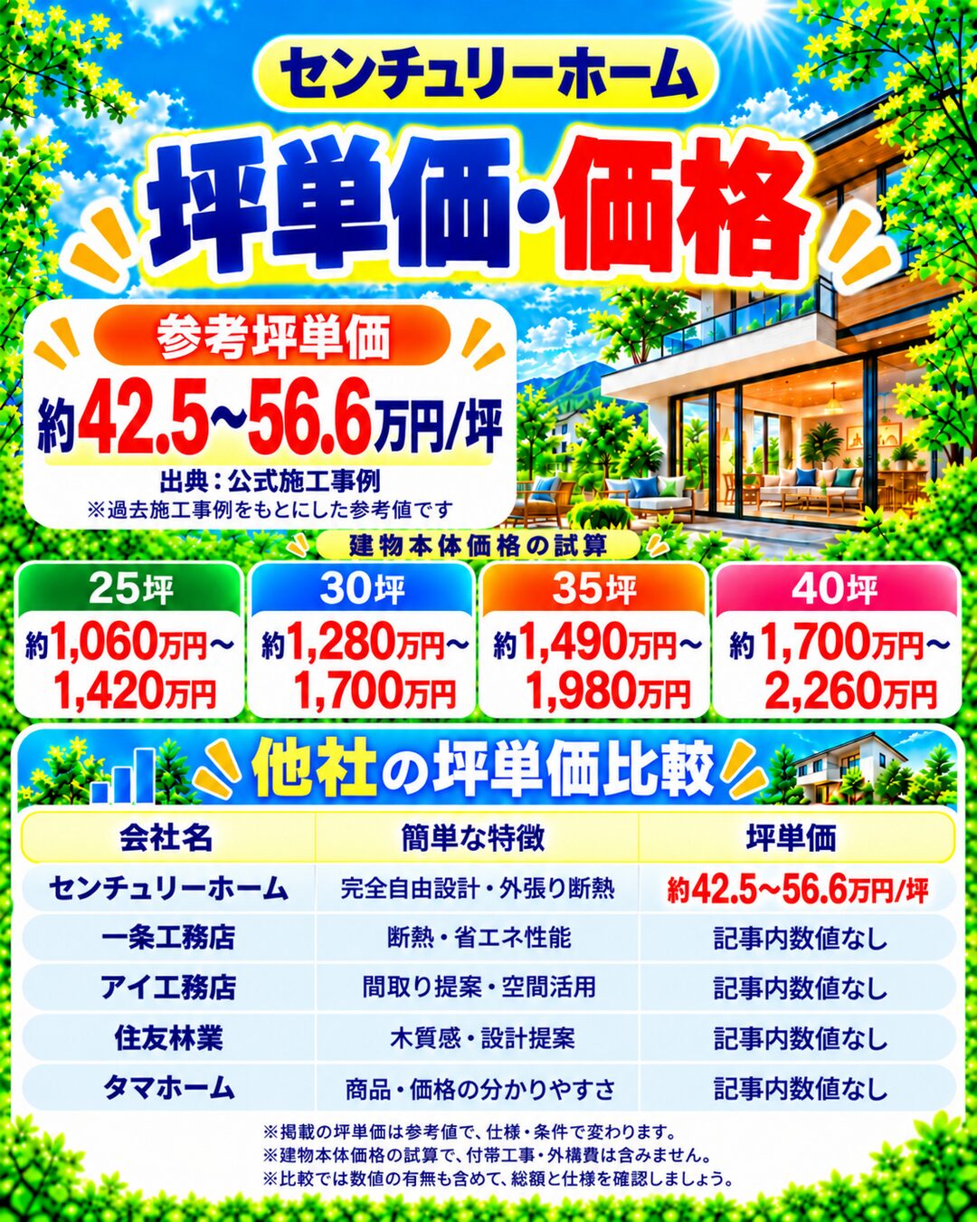 センチュリーホームの坪単価・価格｜総額・見積もり・値引き情報