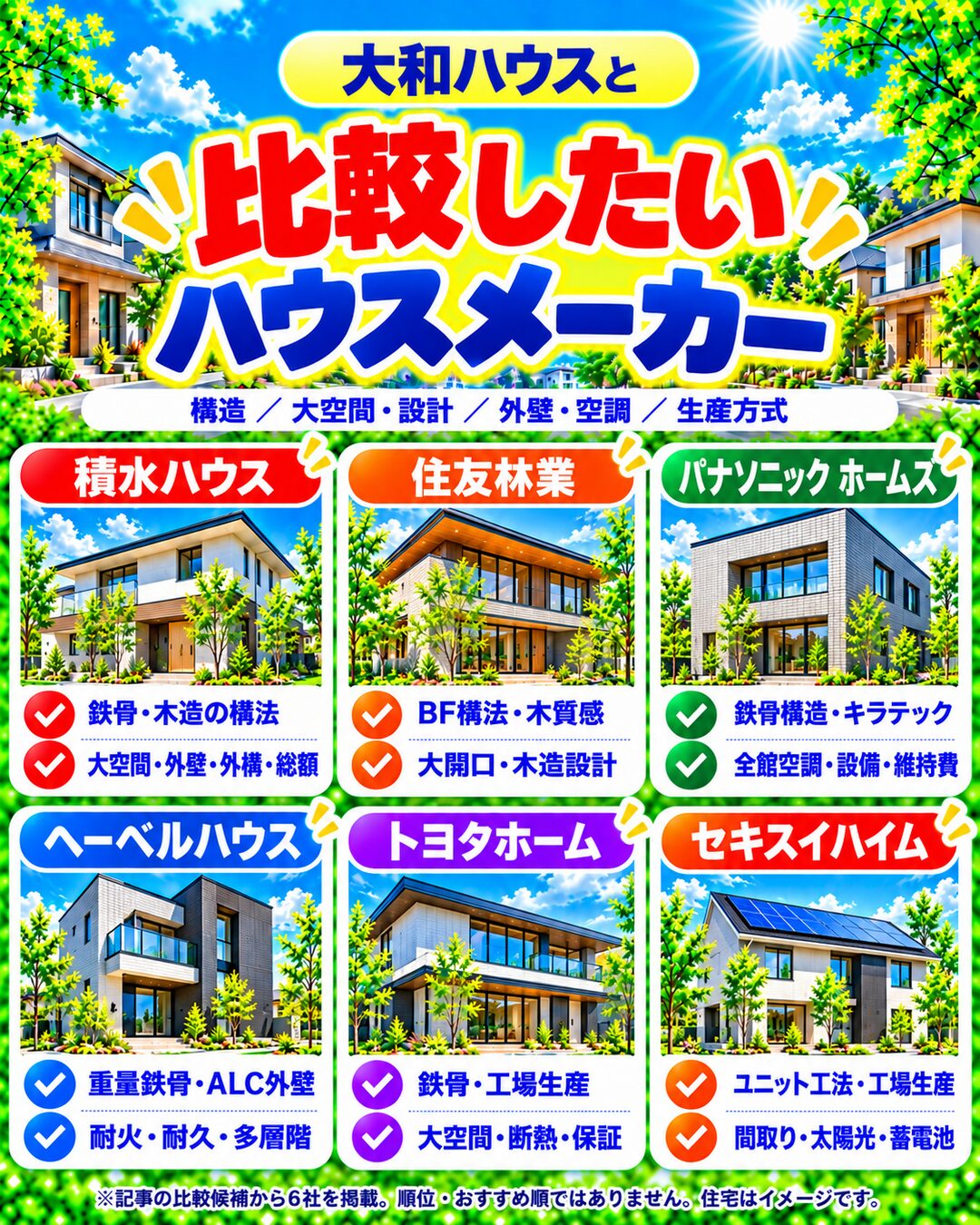 大和ハウスと比較したいハウスメーカー