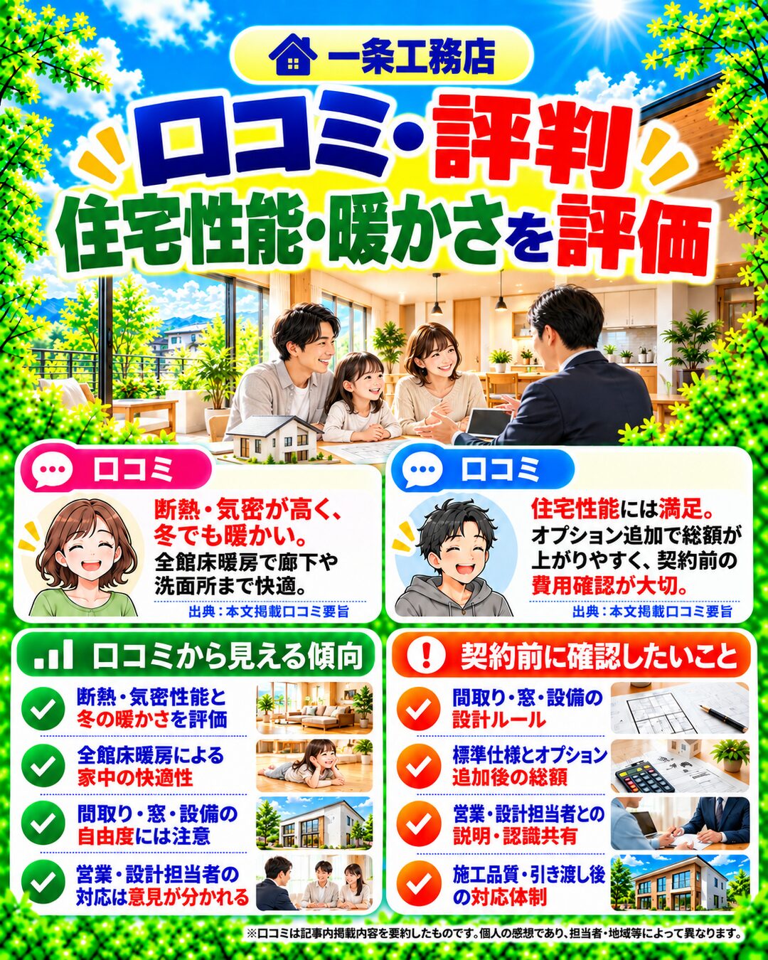 一条工務店で実際に家を建てた人のリアルな口コミ評判