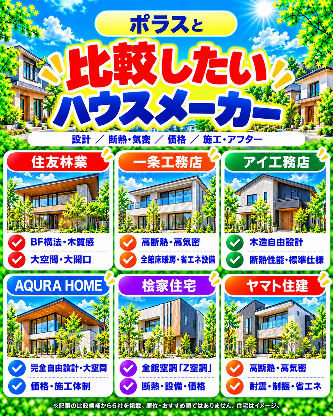 ポラスと比較したいハウスメーカー