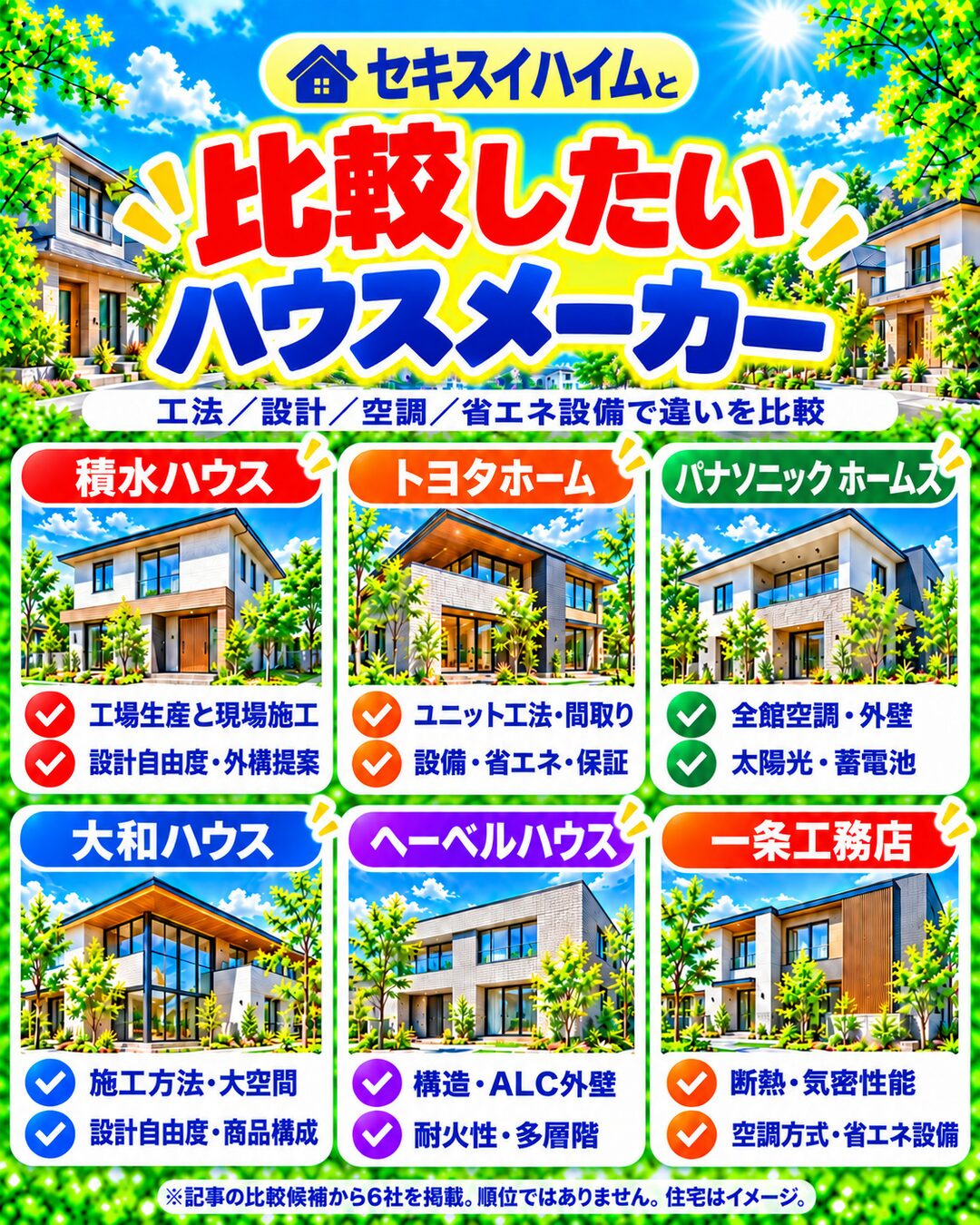 セキスイハイムと比較したいハウスメーカー