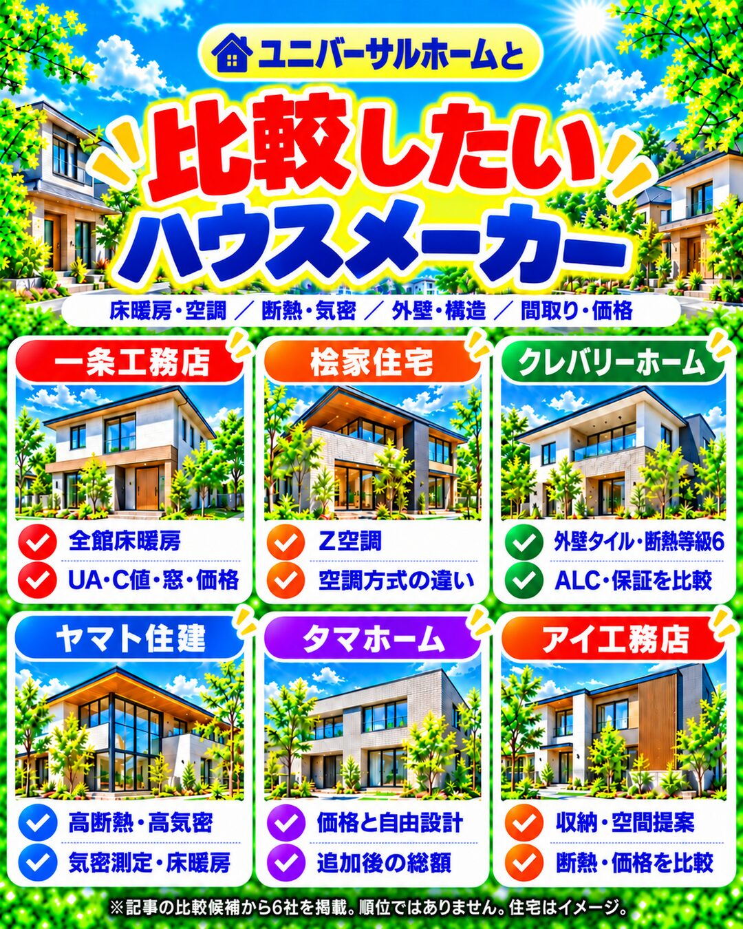 ユニバーサルホームと比較したいハウスメーカー