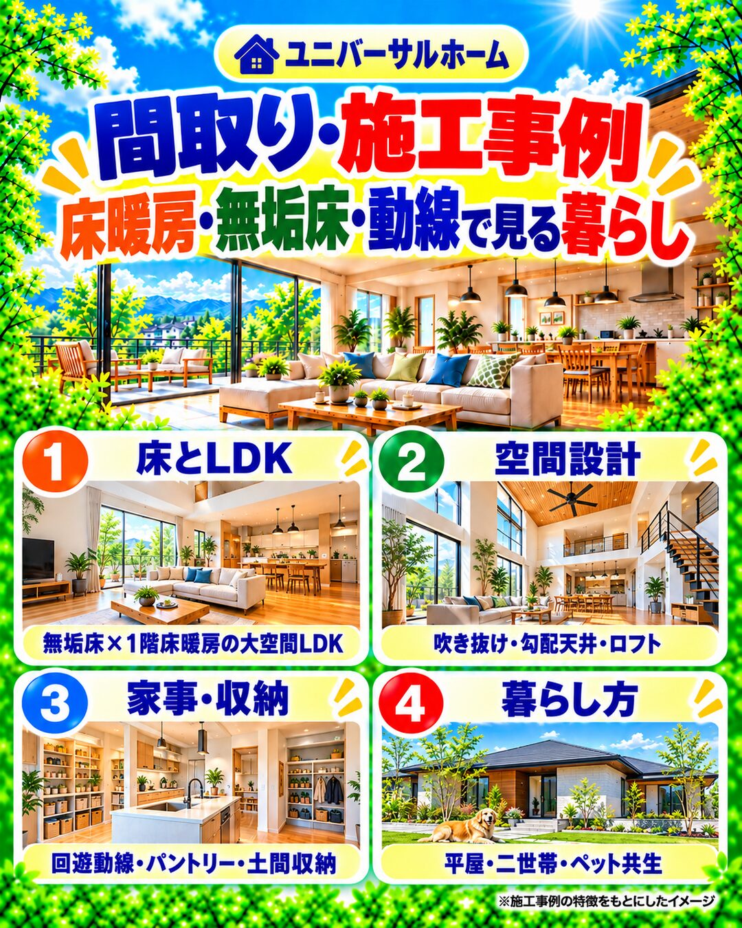 ユニバーサルホームの間取り・施工事例