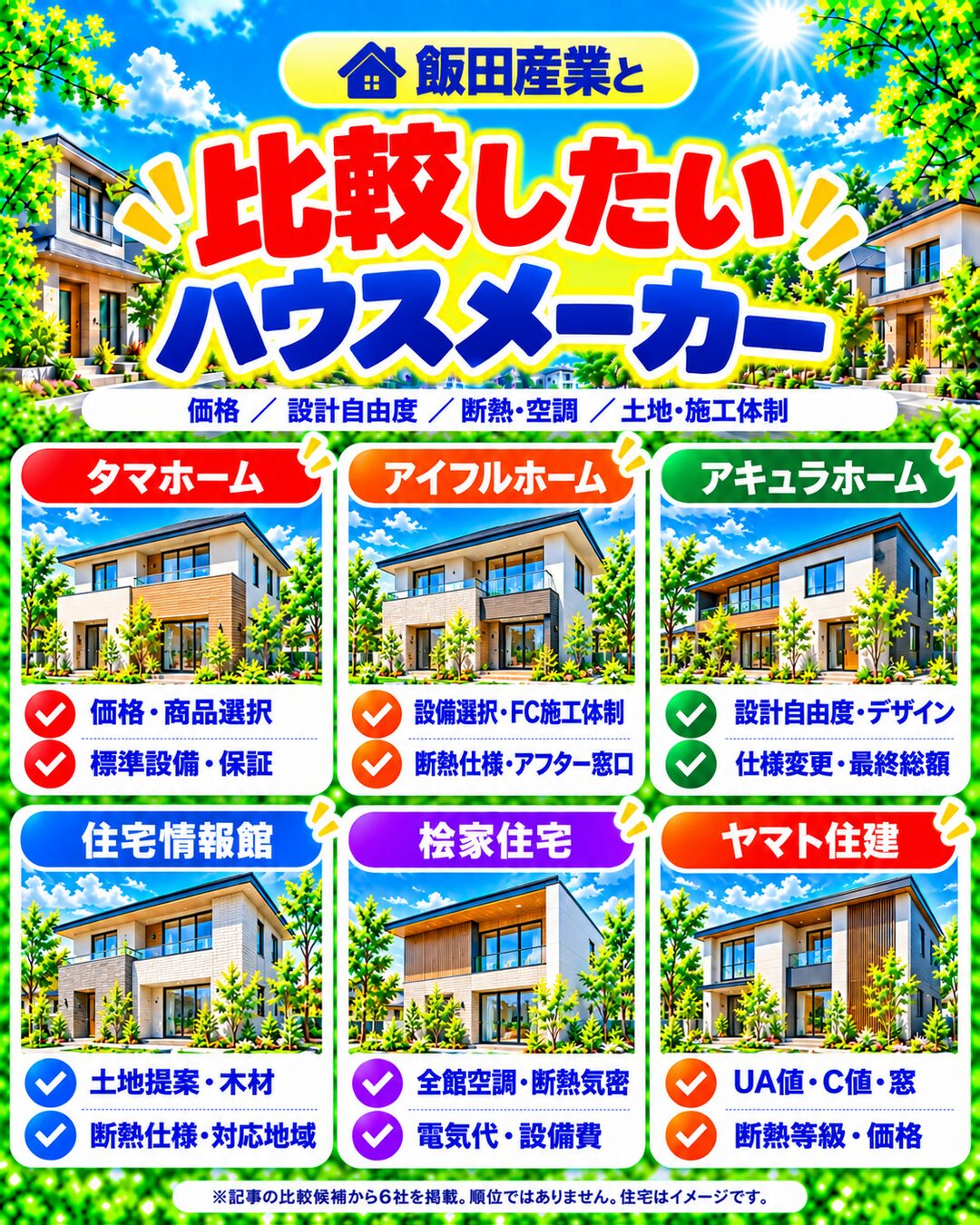 飯田産業と比較したいハウスメーカー