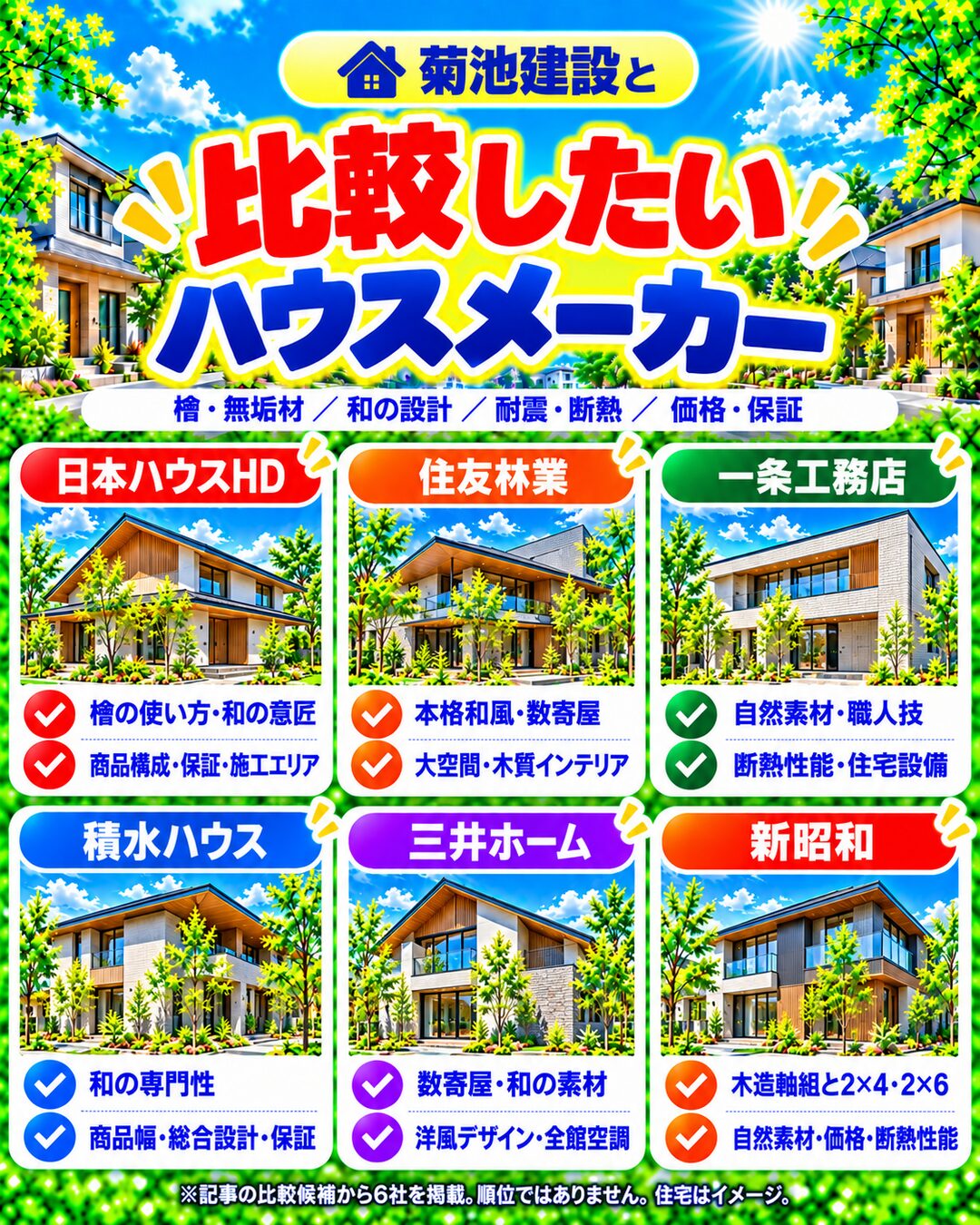 菊池建設と比較したいハウスメーカー