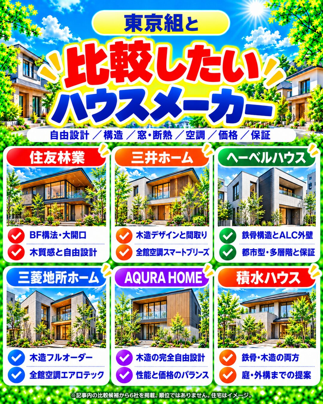 東京組と比較したいハウスメーカー