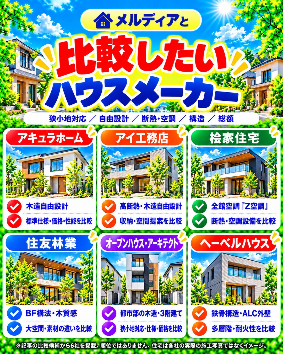 メルディアと比較したいハウスメーカー