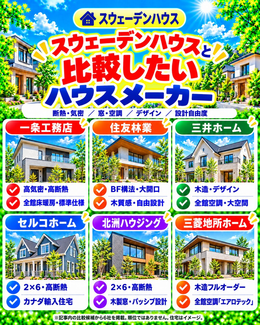 スウェーデンハウスと比較したいハウスメーカー