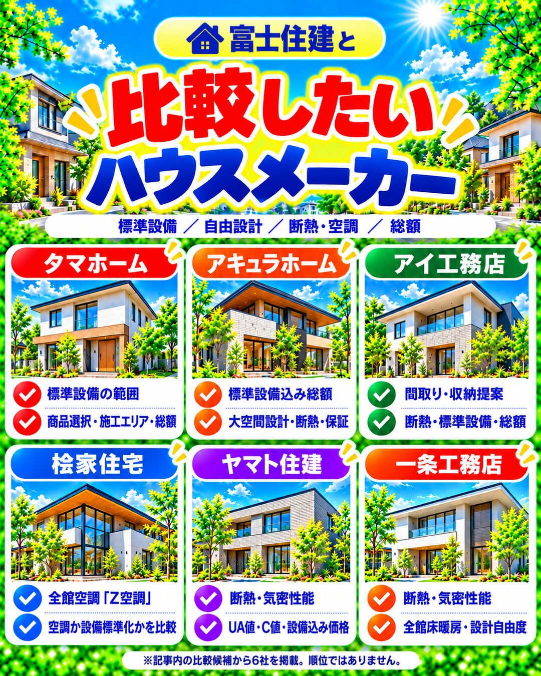富士住建と比較したいハウスメーカー