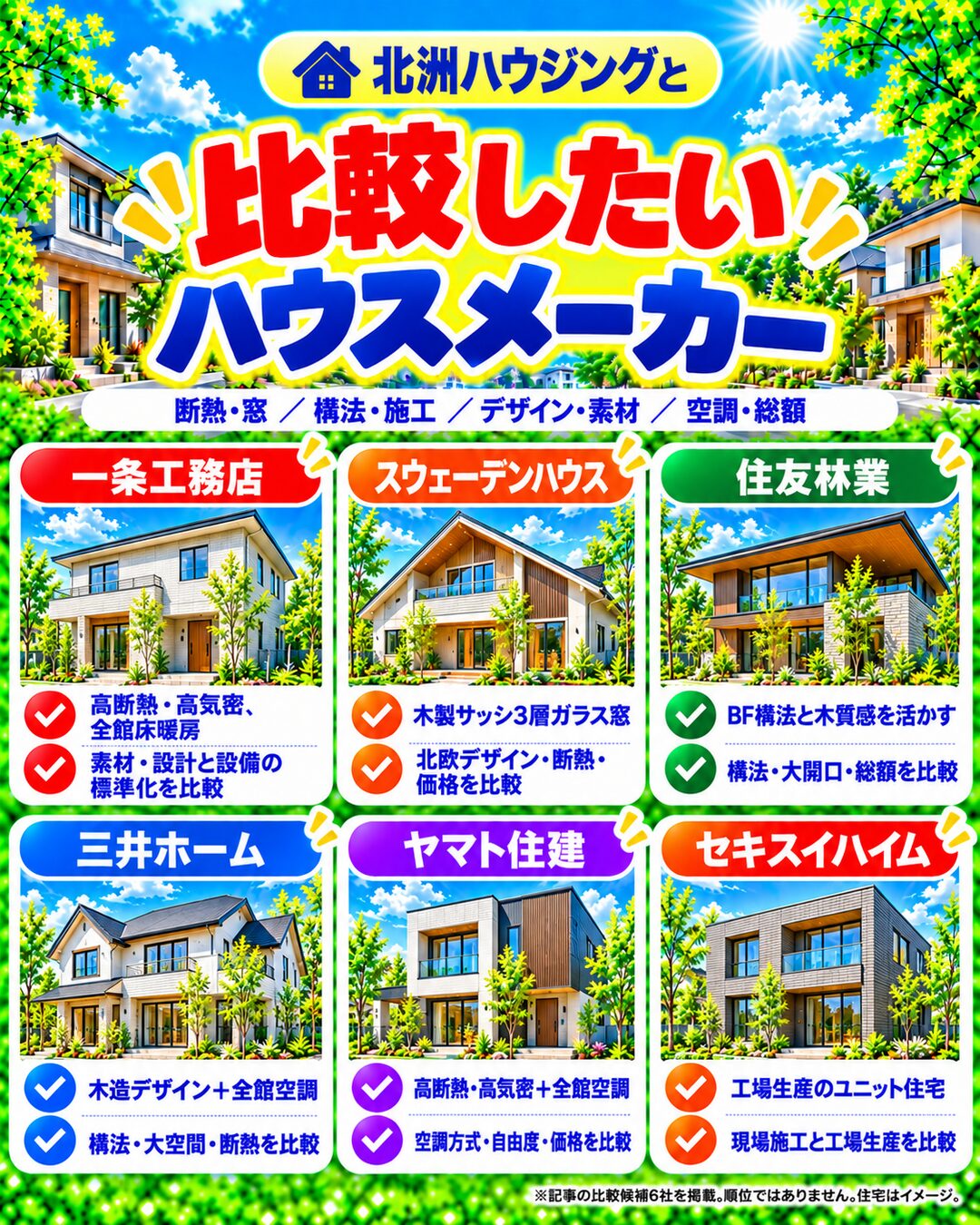 北洲ハウジングと比較したいハウスメーカー