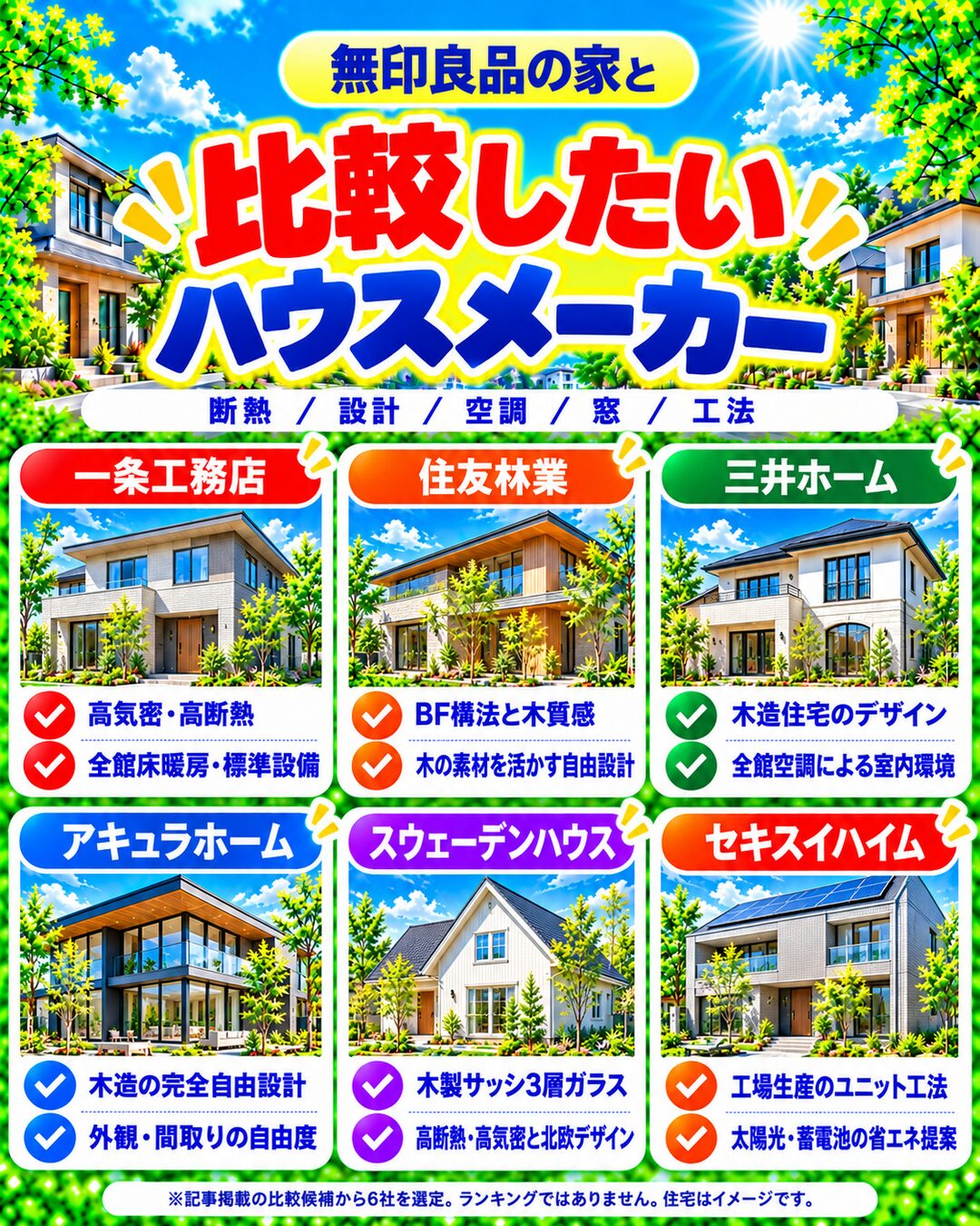 無印良品の家と比較したいハウスメーカー