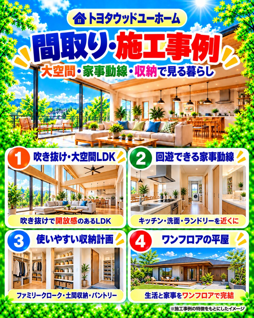 トヨタウッドユーホームの間取り・施工事例