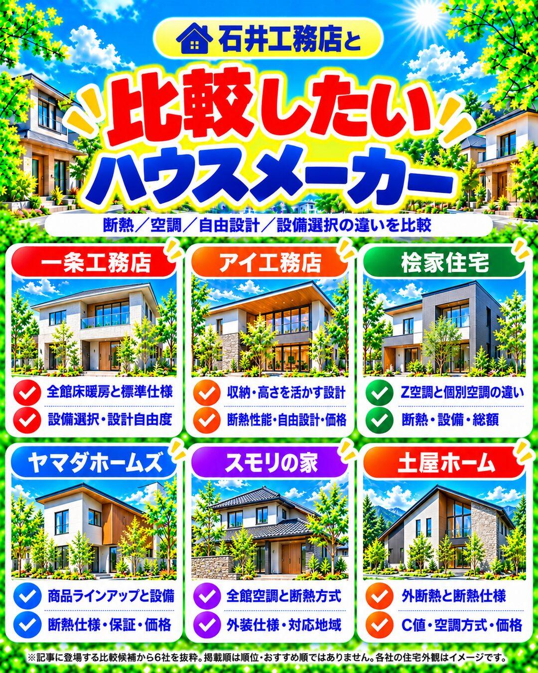 石井工務店と比較したいハウスメーカー