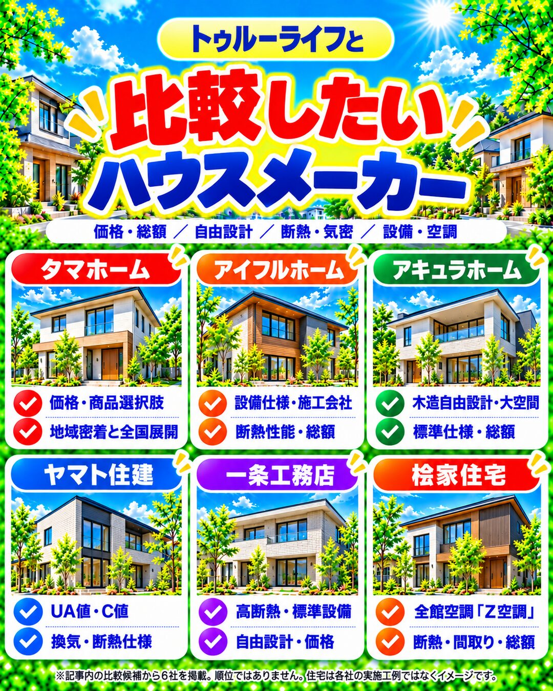 トゥルーライフと比較したいハウスメーカー