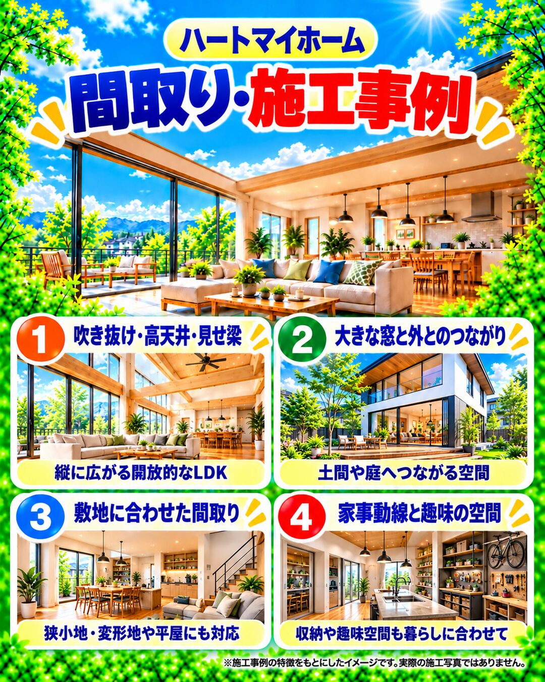 ハートマイホームの間取り・施工事例