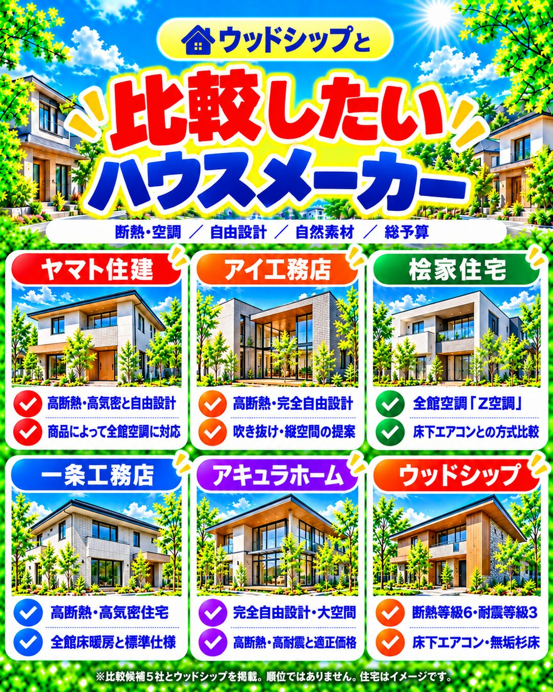 ウッドシップと比較したいハウスメーカー