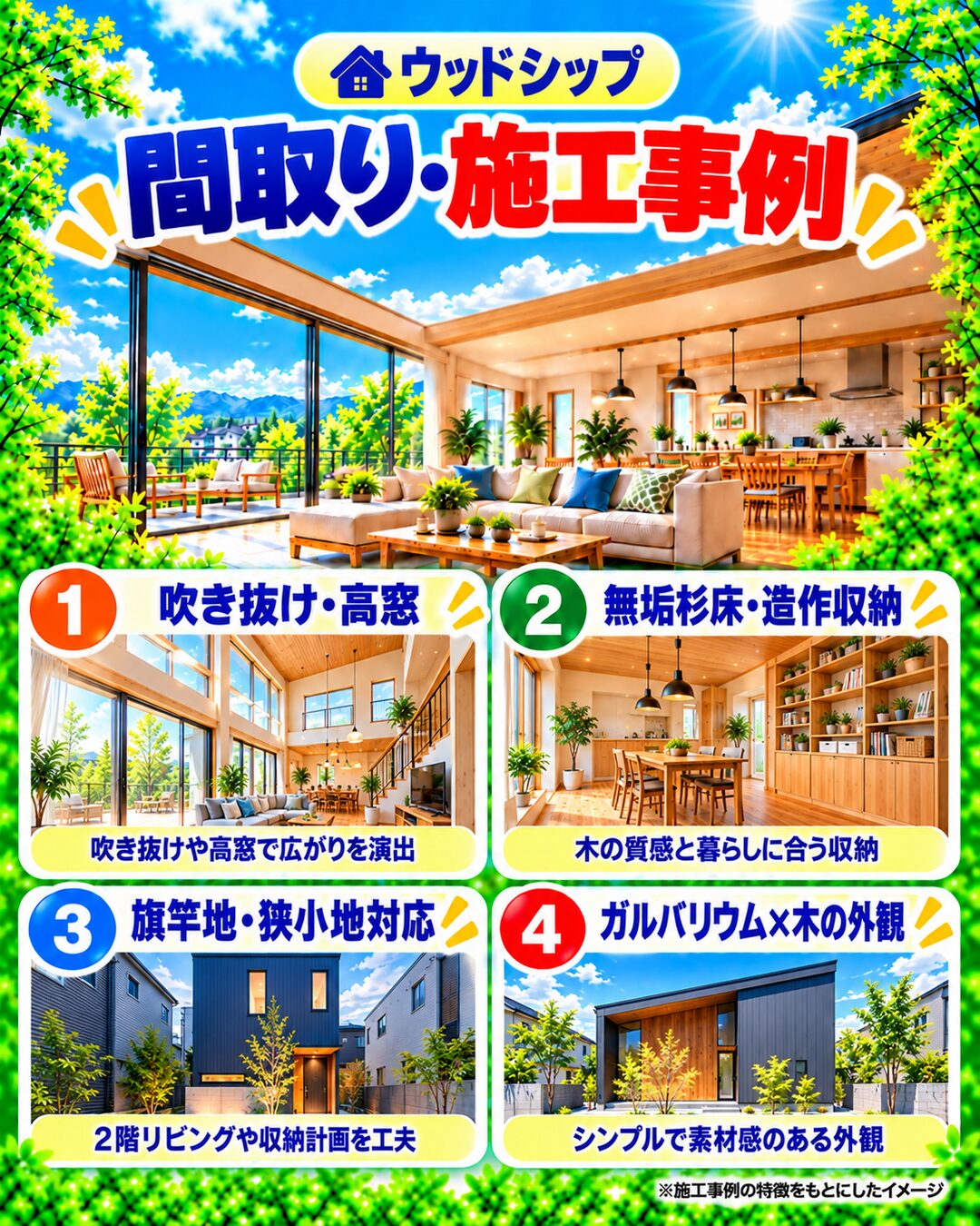 ウッドシップの間取り・施工事例