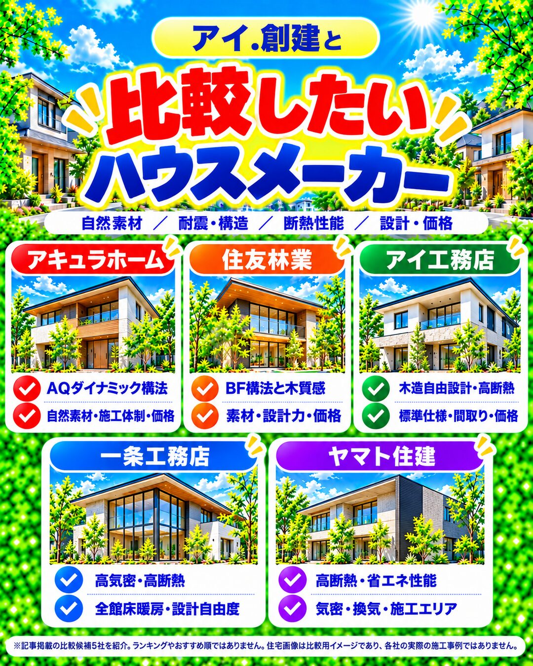 アイ.創建と比較したいハウスメーカー