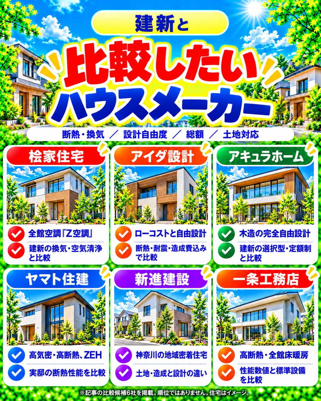 建新と比較したいハウスメーカー