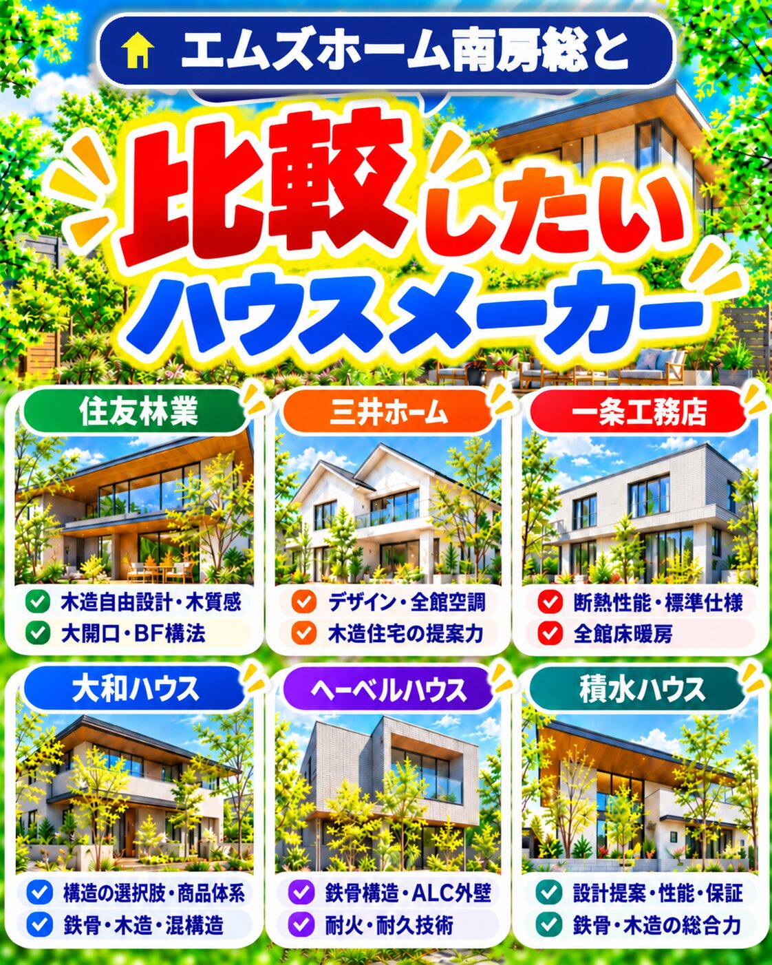 エムズホーム南房総と比較したいハウスメーカー