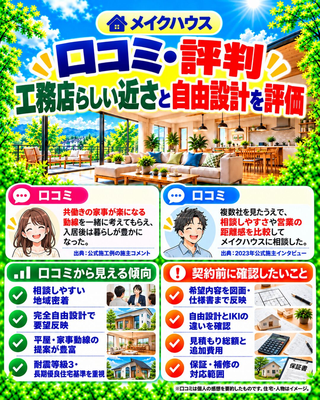 メイクハウスで実際に家を建てた人のリアルな口コミ評判