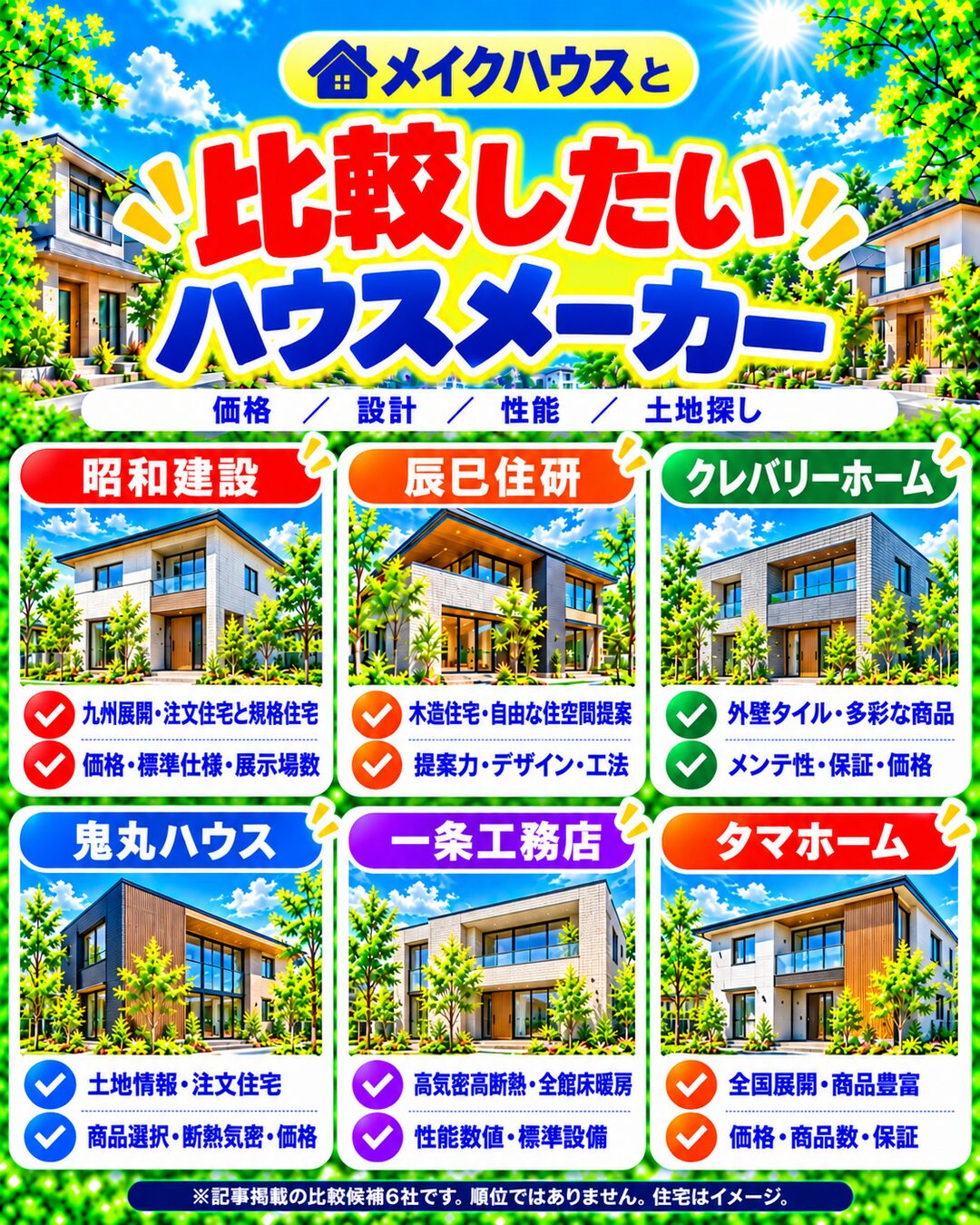 メイクハウスと比較したいハウスメーカー