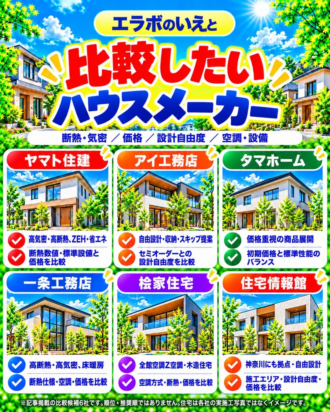エラボのいえと比較したいハウスメーカー