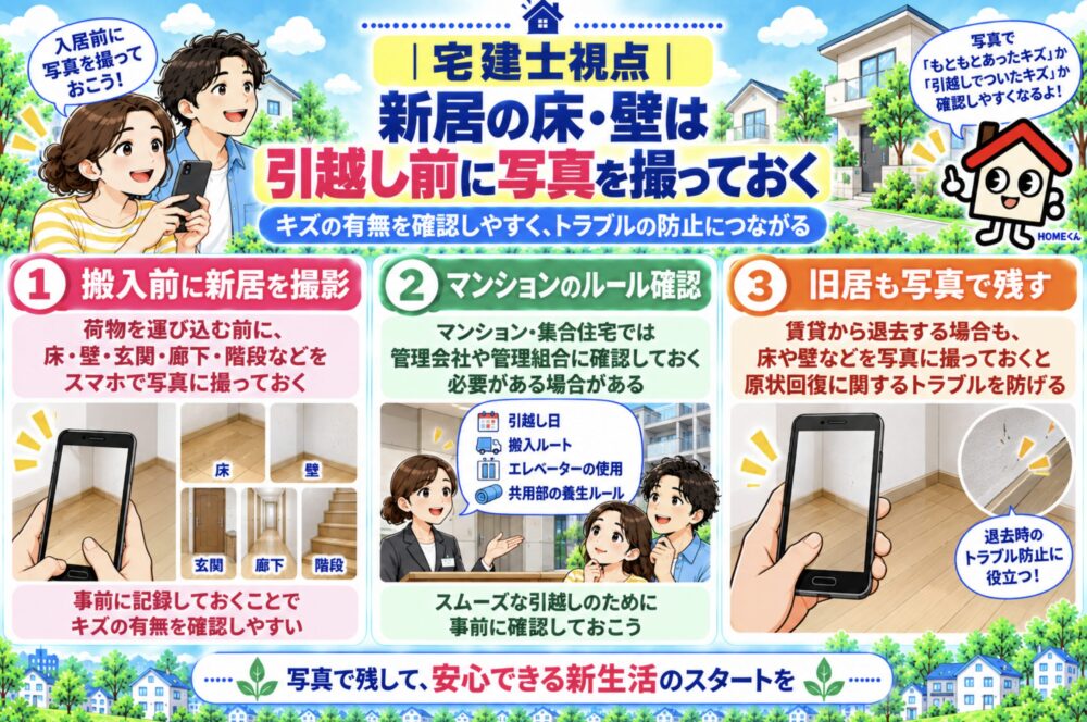 宅建士視点|新居の床・壁は引越し前に写真を撮っておく