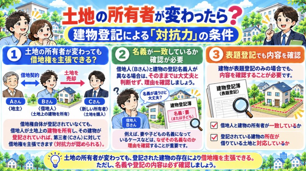 土地の所有者が変わったら？建物登記による「対抗力」の条件　　借地権