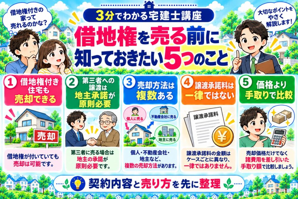 3分でわかる宅建士講座｜借地権を売る前に知っておきたい5つのこと