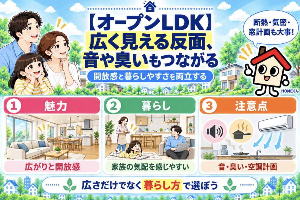 【オープンLDK】広く見える反面、音や臭いもつながる