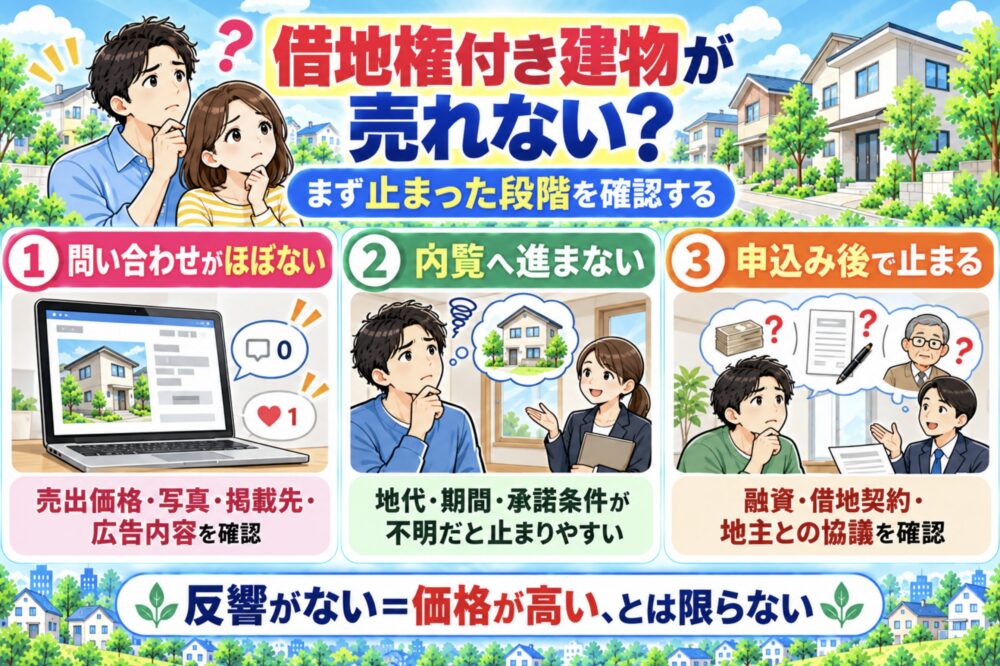借地権付き建物が売れないなら、値下げ前に販売のどこで止まったか確認する