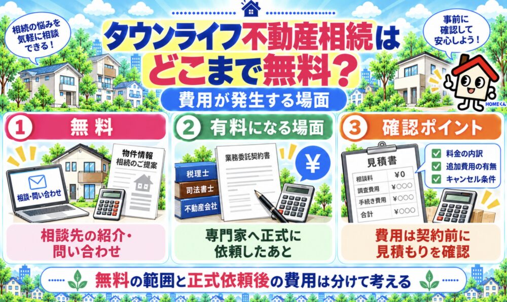 タウンライフ不動産相続はどこまで無料？費用が発生する場面
