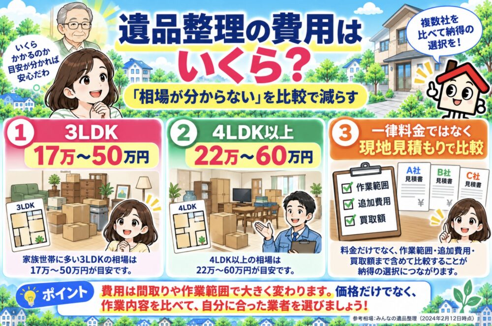 遺品整理の費用はいくら?「相場が分からない」を比較で減らす