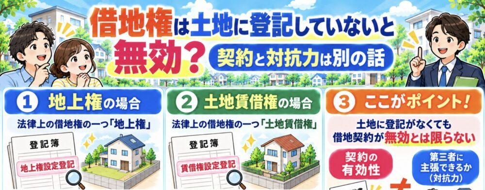 借地権は土地に登記していないと無効？契約と対抗力は別の話