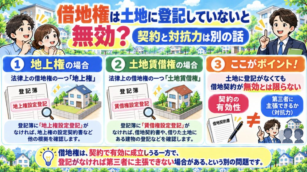 借地権は土地に登記していないと無効？契約と対抗力は別の話