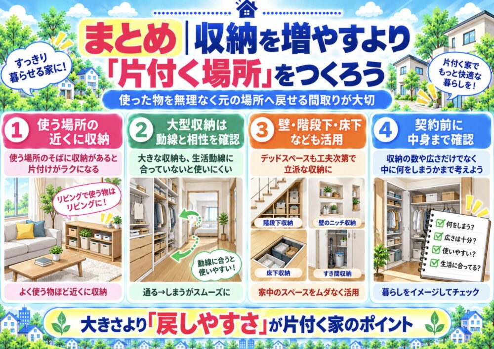 まとめ｜収納を増やすより「片付く場所」をつくろう