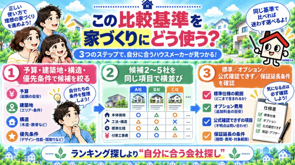 この比較基準を家づくりにどう使う？