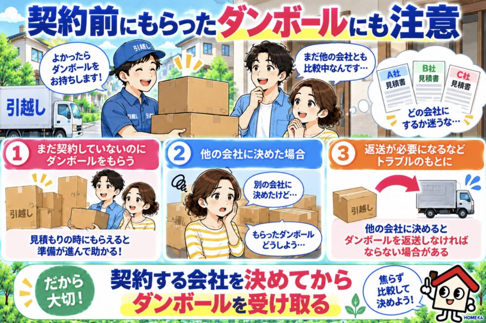 契約前にもらったダンボールにも注意