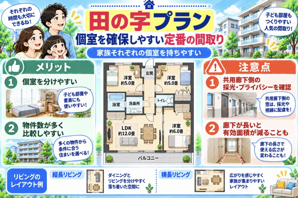 田の字プラン｜個室を確保しやすい定番の間取り