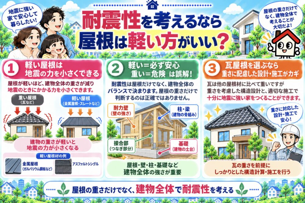 耐震性を考えるなら屋根は軽い方がいい?