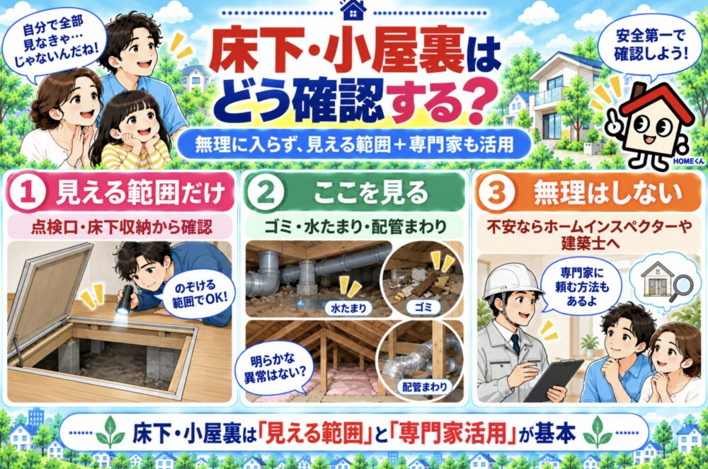 床下・小屋裏など自分では確認しにくい場所はどうする？