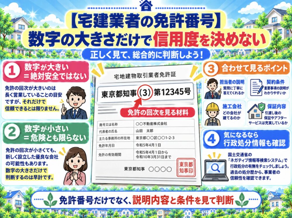 戸建てのチラシの見方・注意点 【宅建業者の免許番号】数字の大きさだけで信用度を決めない
