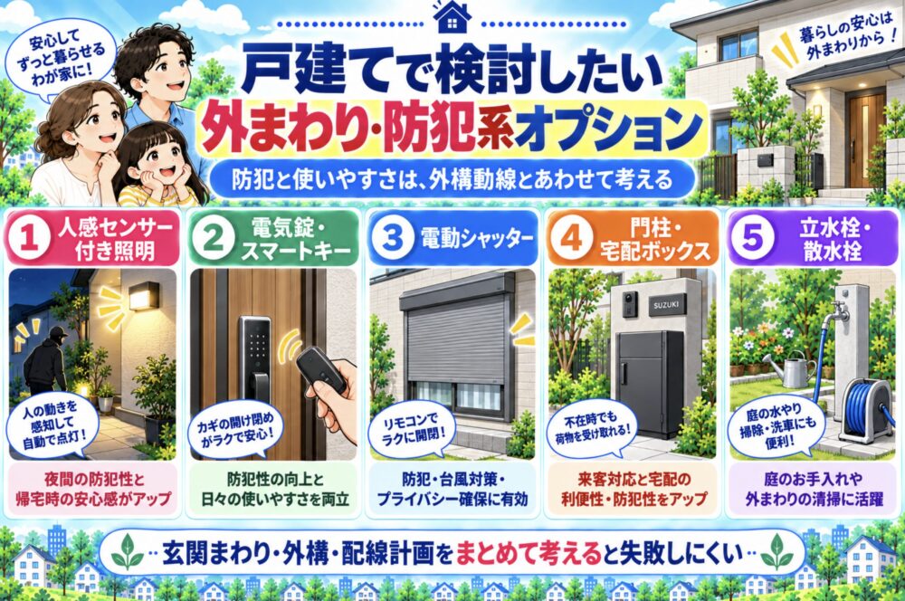 戸建てで検討したい外まわり・防犯系オプション