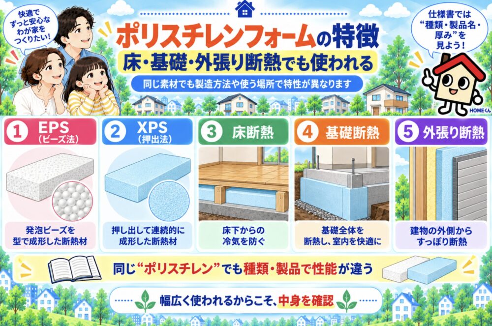 ポリスチレンフォーム｜床・基礎・外張り断熱でも使われる